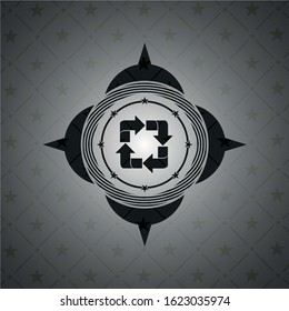 recycle icon inside black emblem