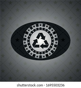 recycle icon inside black emblem
