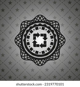 recycle icon inside black emblem. Vintage. 