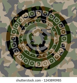 recycle icon inside camo emblem
