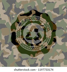recycle icon inside camo texture