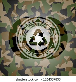 recycle icon inside camo texture