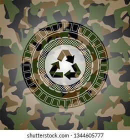 recycle icon inside camo texture