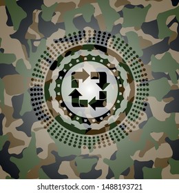 recycle icon inside camo texture