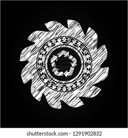 recycle icon inside chalk emblem