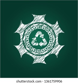 recycle icon inside chalk emblem