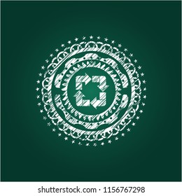 recycle icon inside chalkboard emblem