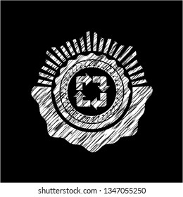 recycle icon inside chalkboard emblem on black board