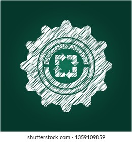 recycle icon inside chalkboard emblem