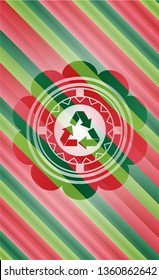 recycle icon inside christmas emblem.