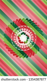 recycle icon inside christmas style emblem.