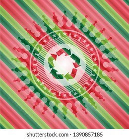 recycle icon inside christmas style badge..