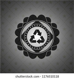 recycle icon inside dark badge or emblem