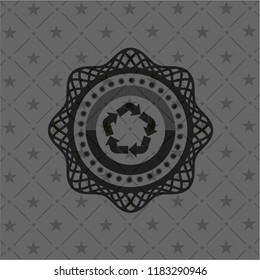recycle icon inside dark badge