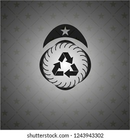 recycle icon inside dark badge