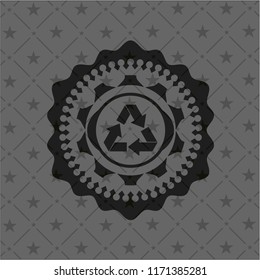 recycle icon inside dark emblem. Retro