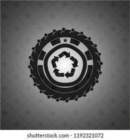 recycle icon inside dark emblem