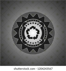 recycle icon inside dark emblem