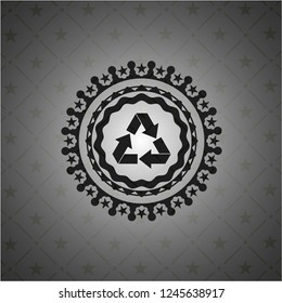 recycle icon inside dark emblem