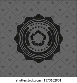 recycle icon inside dark emblem. Retro