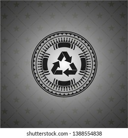 recycle icon inside dark emblem. Retro