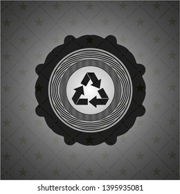 recycle icon inside dark emblem