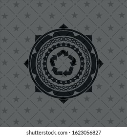 recycle icon inside dark emblem. Retro