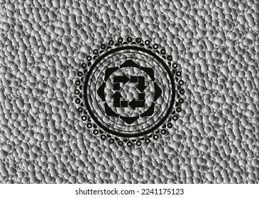 recycle icon inside dark icon or emblem with grey bubbles background. Vector Illustration. Detailed. 