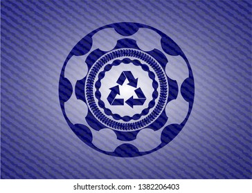 recycle icon inside emblem with jean high quality background