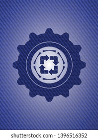 recycle icon inside emblem with jean high quality background
