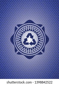 recycle icon inside emblem with jean high quality background