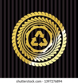 recycle icon inside gold badge