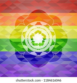 recycle icon inside lgbt colors emblem 