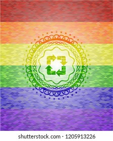 recycle icon inside lgbt colors emblem 