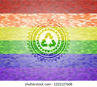 recycle icon inside lgbt colors emblem 