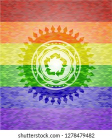 recycle icon inside lgbt colors emblem 