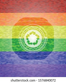 recycle icon inside lgbt colors emblem 