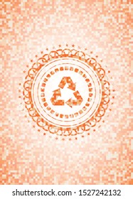 recycle icon inside orange mosaic emblem