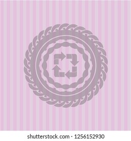 recycle icon inside pink emblem