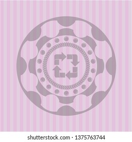 recycle icon inside pink icon or emblem