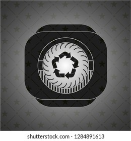 recycle icon inside realistic black emblem