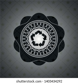 recycle icon inside realistic black emblem
