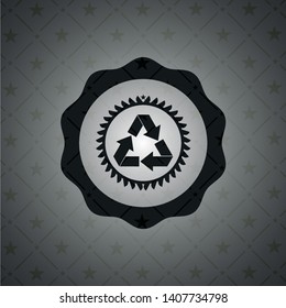 recycle icon inside realistic black emblem