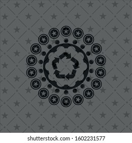 recycle icon inside realistic black emblem