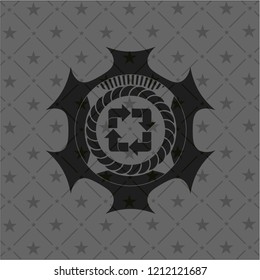 recycle icon inside realistic dark emblem