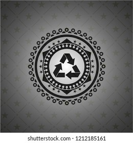 recycle icon inside realistic dark emblem
