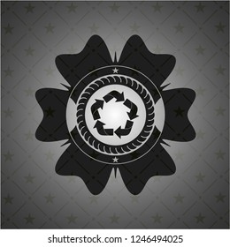 recycle icon inside realistic dark emblem