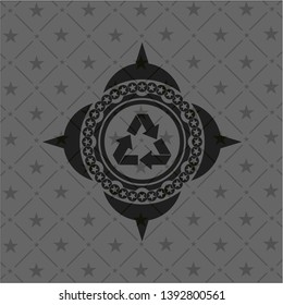 recycle icon inside realistic dark emblem
