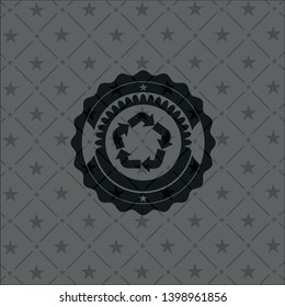 recycle icon inside realistic dark emblem
