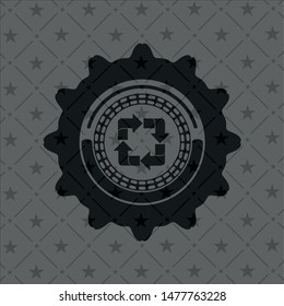 recycle icon inside realistic dark emblem
